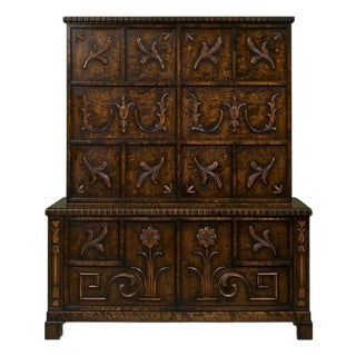 Cabinet with Decorative Carvings in Stained Birch by Axel Einar Hjorth, 1920s For Sale