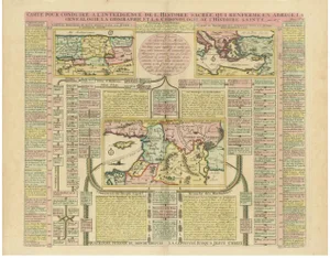 Biblical Map and Family Trees of the Holy Land by Chatelain, 1720