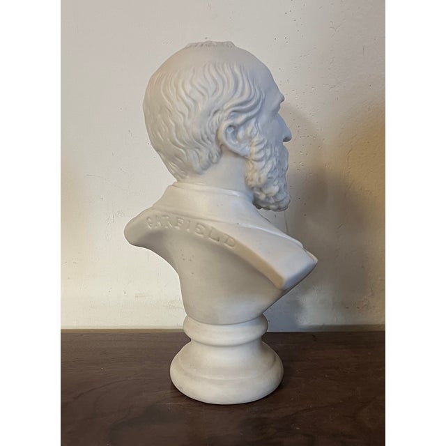 Antique 19th Century English Parian Porcelain Bisque Portrait Bust of President James Garfield For Sale - Image 12 of 14