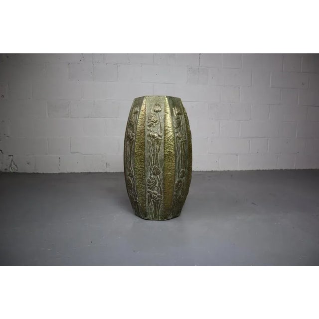 Red Art Nouveau Umbrella Stand in Hammered Embossed Copper, 1890s For Sale - Image 8 of 11