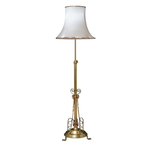 Art Nouveau Height Adjustable Standard Lamp in Brass and Copper, 1900 For Sale - Image 11 of 11