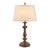 Vintage Neoclassical Acanthus Table Lamp in Aged Bronze With Ivory Linen Shade For Sale