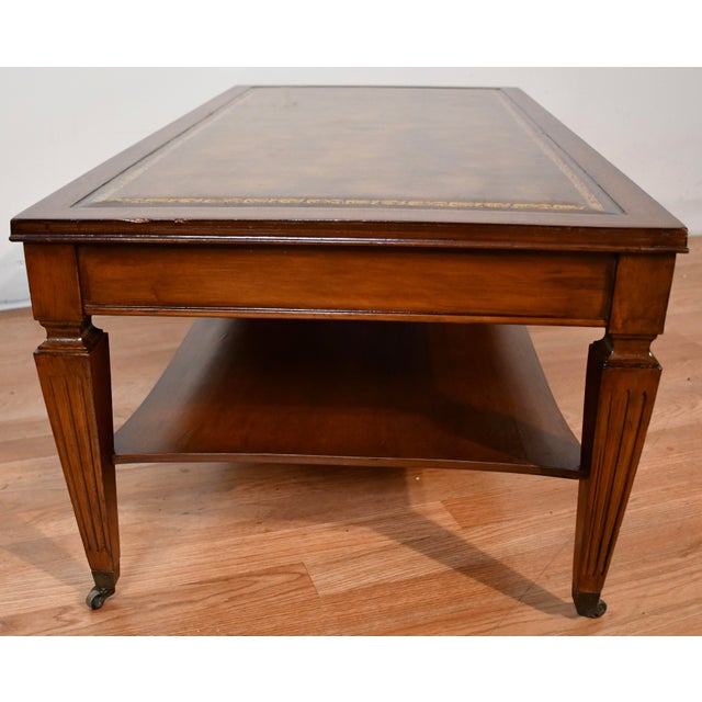 1930s English Regency Mahogany & Leather Top Coffee Table For Sale - Image 9 of 14