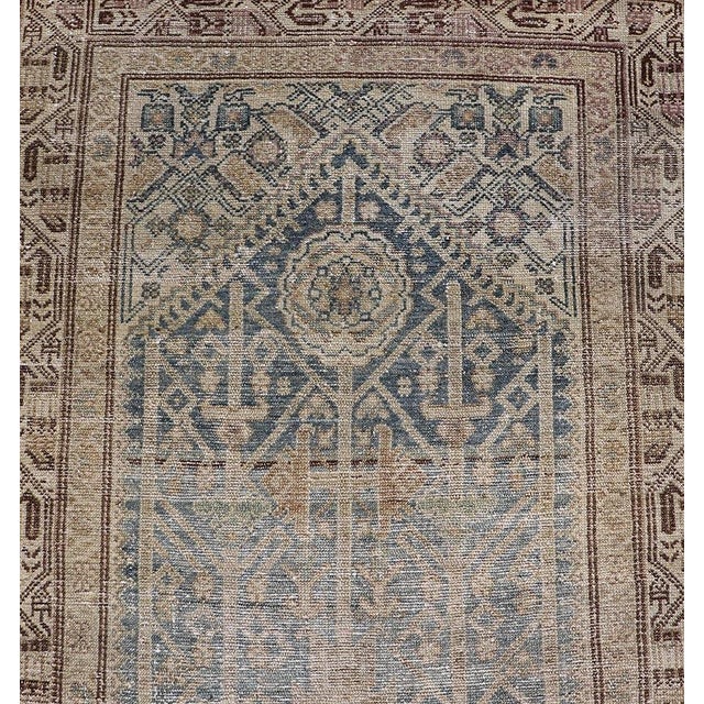 Long Antique Persian Malayer Runner in Gray, Blue, Green With All-Over Design For Sale - Image 9 of 13