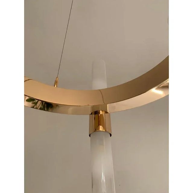 Contemporary Gold Ring Chandelier with Gradient White Glass by Simoeng For Sale - Image 3 of 10