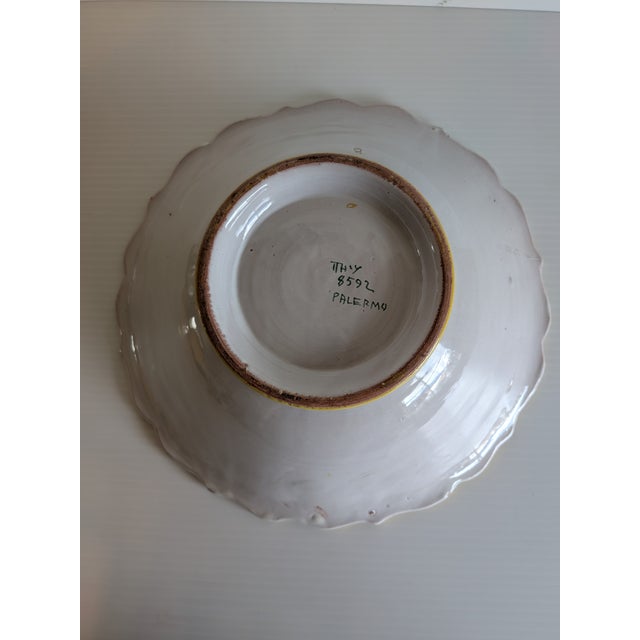 Vintage Italian Majolica Pottery Serving Platter and Bowl Hand Painted For Sale - Image 9 of 9