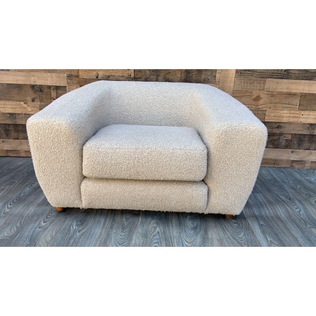 Beige MCM Karpen Club Chair Newly Reupholstered in Boucle For Sale - Image 8 of 9