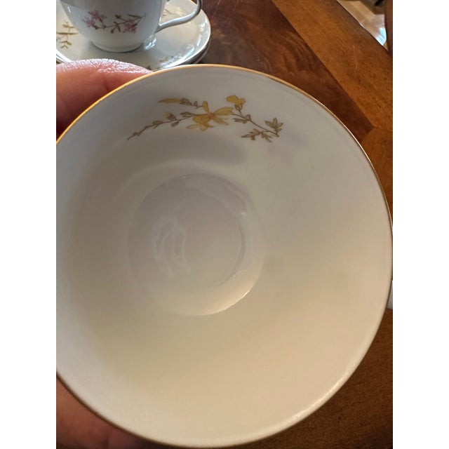 Antique White 1950s Rosenthal Selb Germany Tea Cup and Saucer "Helena" Pattern - Set for 6 For Sale - Image 8 of 18