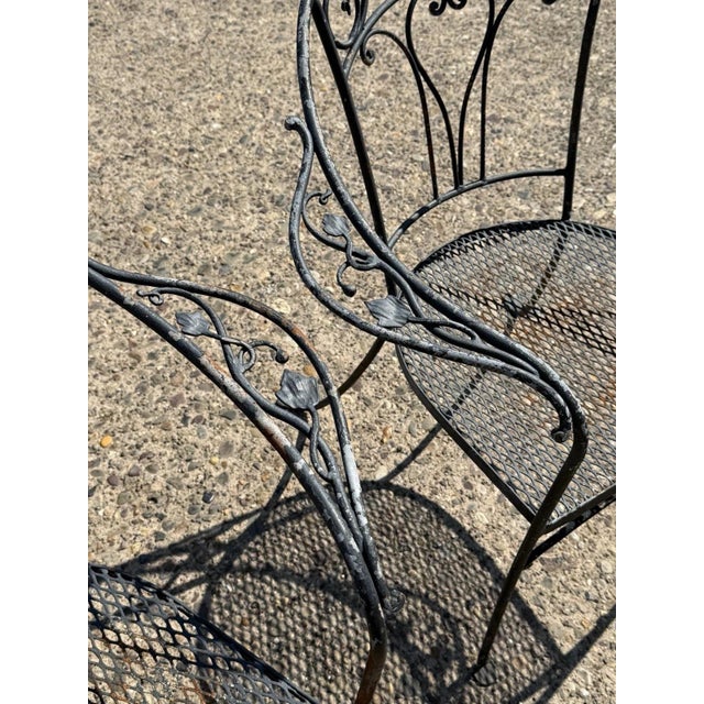 Mid 20th Century Salterini Style Wrought Iron Garden Patio Arm Chairs by Florentine Craft Studio For Sale In Philadelphia - Image 6 of 13