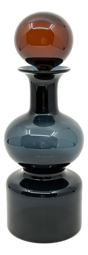 Dark Blue-Grey & Burgundy Glass Kremlin Bells Bottle attributed to Kaj Franck for Nuutajärvi Notsjö, 1960s