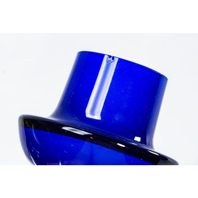 Striking Cobalt Blue and Hand Painted White Dragon Fly Flower Design Antique Victorian Decorative Vase For Sale - Image 16 of 17