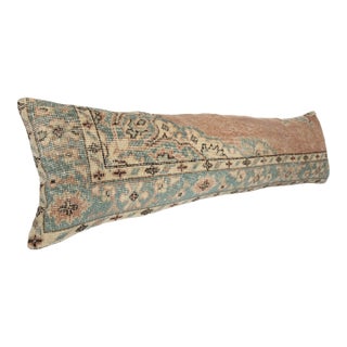 Handmade Muted Tones Vintage Rug Pillow Cover -14'' X 47'' For Sale