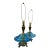 Vintage Monumental Italian Hand Blown Mid-Century Blue Glass and Brass Lamps After Murano-a Pair For Sale