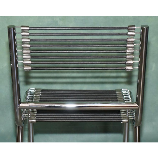 Chrome and Elastic Cord Dining Chairs by René Herbst for Sandows, Set of 6 For Sale - Image 10 of 12