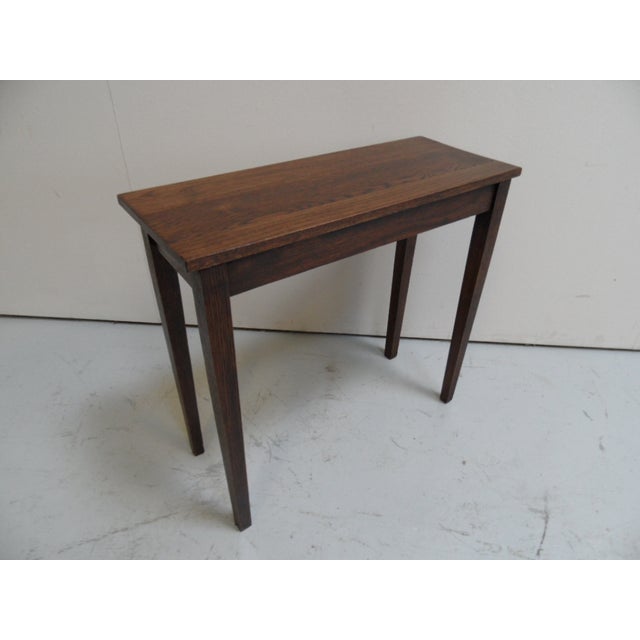 Brown Small Vintage Oak Side Table with Drawer, 1920s For Sale - Image 8 of 10