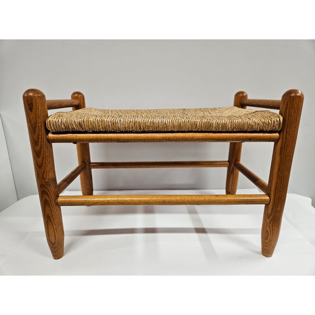Mid-Century Modern Danish Modern Rush Seat Footstool For Sale - Image 3 of 14