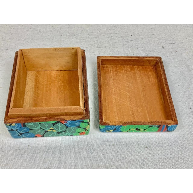 Vintage Hand Painted Wooden Parrot Box For Sale - Image 9 of 11