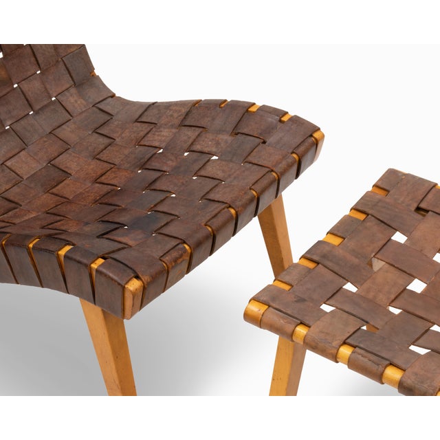 Mid-Century Modern Vintage Mid Century "Model 654" Leather Chair and Ottoman by Jens Risom For Sale - Image 3 of 14