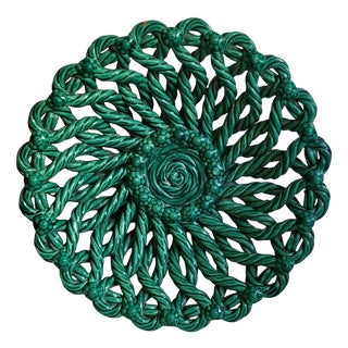 Vintage Woven Ceramic Basket, Vallauris, 1950s For Sale