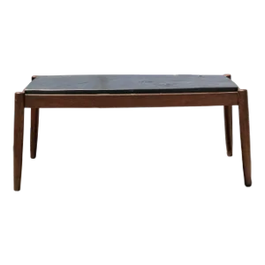 1960s French Brutalist Walnut Coffee Table With Slate Top