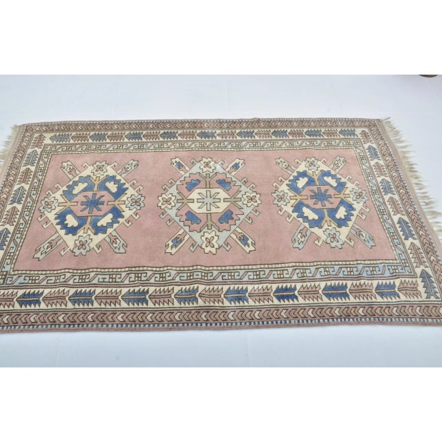 Rug & Kilim 1960s Rose Pink Muted Faded Vintage Area Rug For Sale - Image 4 of 11