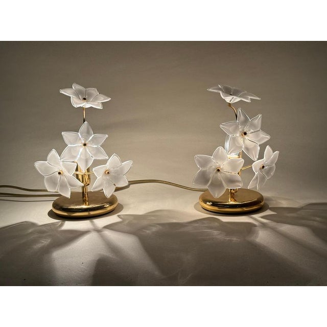 Hollywood Regency Italian Murano Glass and Gold Plate Table Lamps, 1980s, Set of 2 For Sale - Image 10 of 12