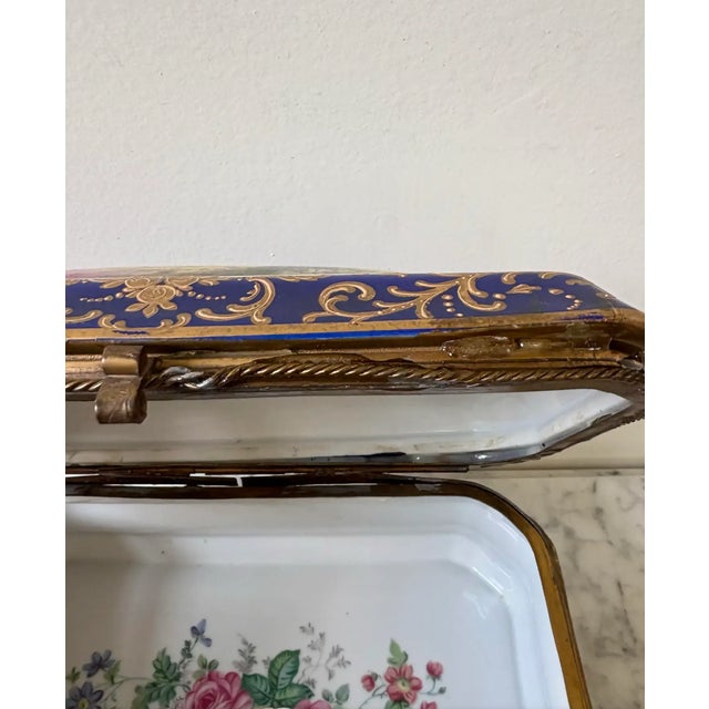 Blue Late 19th Century French Victorian Handpainted Porcelain Box Signed by R. Cloury For Sale - Image 8 of 9
