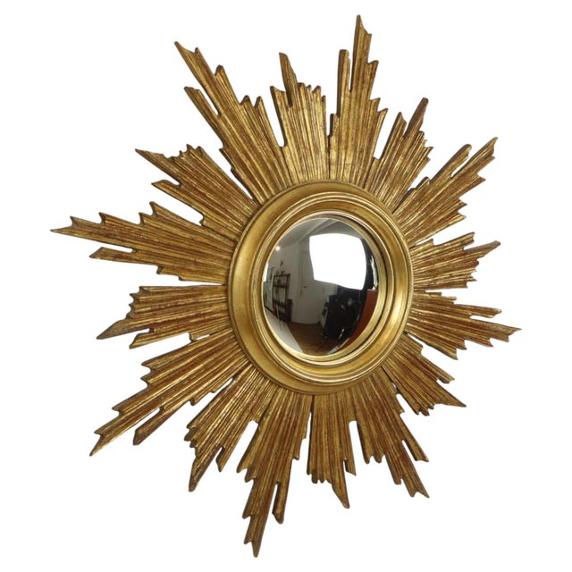 Large Sunburst Gold Leaf Sun Mirror by Deknudt, 1960s For Sale - Image 11 of 18