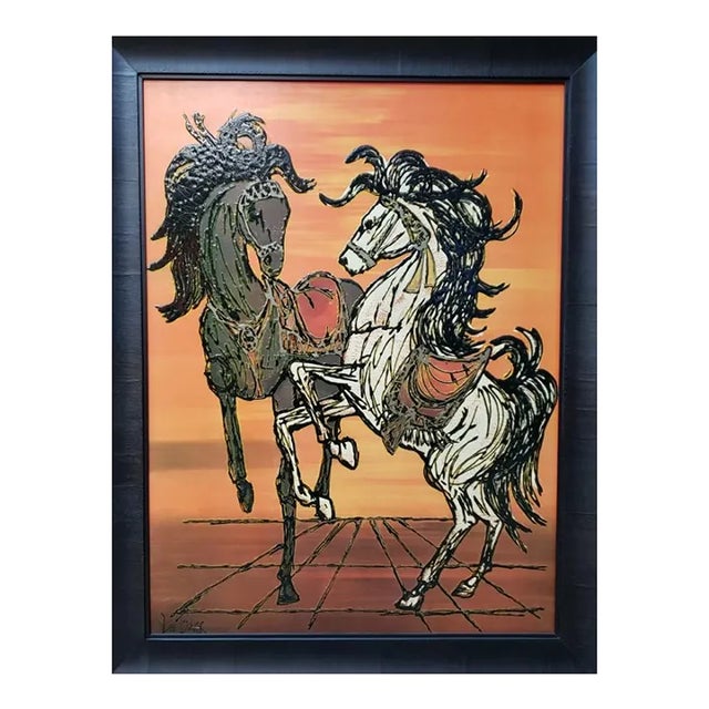 Mid 20th Century Lee Reynolds Embellished Offset Lithograph - Carousel L69 For Sale