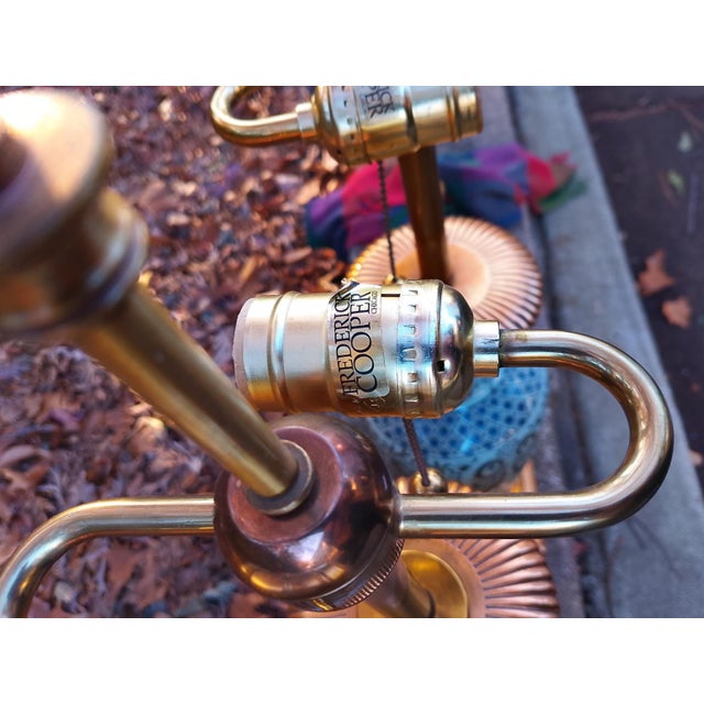 1960s Pair of Frederick Cooper Attributed Ceramic and Brass Table Lamps - Fully Restored For Sale In Atlanta - Image 6 of 7