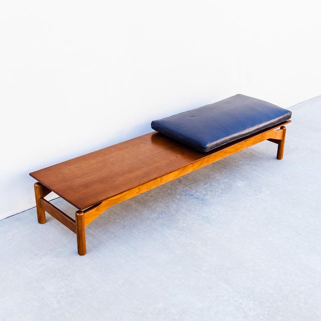 Restored 1950s Walnut Bench or Low Coffee Table Attributed to Greta Grossman For Sale In Los Angeles - Image 6 of 18