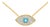 Late 20th Century 14K Yellow Gold Blue Topaz Diamond Evil Eye Necklace Estate For Sale
