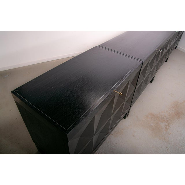 Brutalist Ebonized Sideboard by J. Batenburg for Mi Belgium, 1960s, Set of 3 For Sale - Image 14 of 15