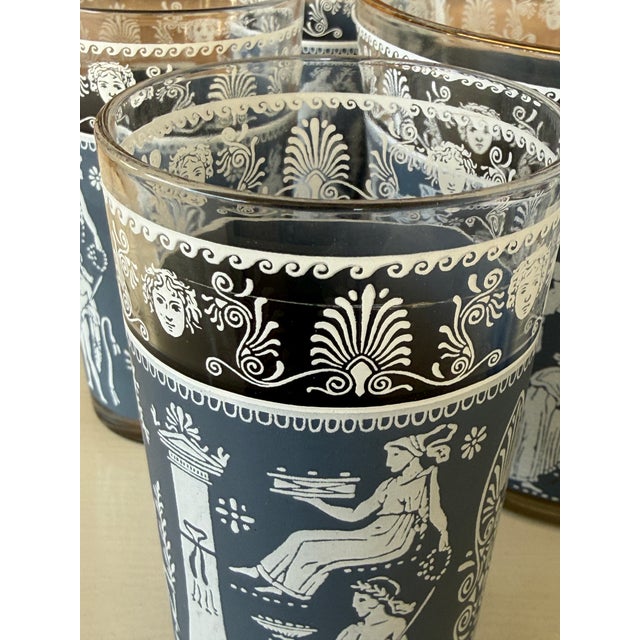 Vintage Jeannette Glass “Blue Corinthian Hellenic” Ice Bucket With Tumblers, Mid-20th Century – Set of 7 For Sale In Naples, FL - Image 6 of 12
