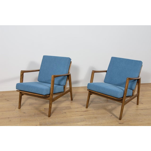 This pair of armchairs was produced by the Polish company Swarzędzka Furniture Factory in 60s. The armchairs have new...