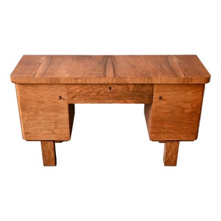 Art Deco Boudoir Dressing Table in Elm Burl and Brass, 1930s For Sale