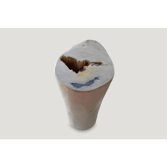 Contemporary Andrianna Shamaris Super Smooth White and Black Petrified Wood Side Table For Sale - Image 3 of 5