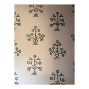 Thibaut “Indian Flower” Wallpaper, Spa Blue – Sealed Double Roll