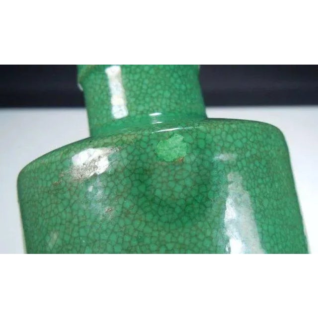 19th Century Chinese Monochrome Green Glazed Porcelain Rouleau Shaped Vase For Sale In New York - Image 6 of 8