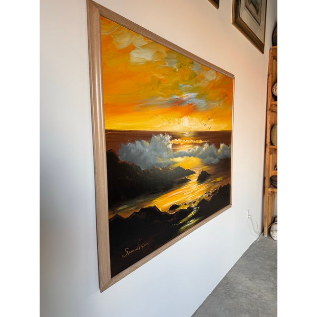 Large - Vintage Samuel San Coastal Seascape Oil on Canvas