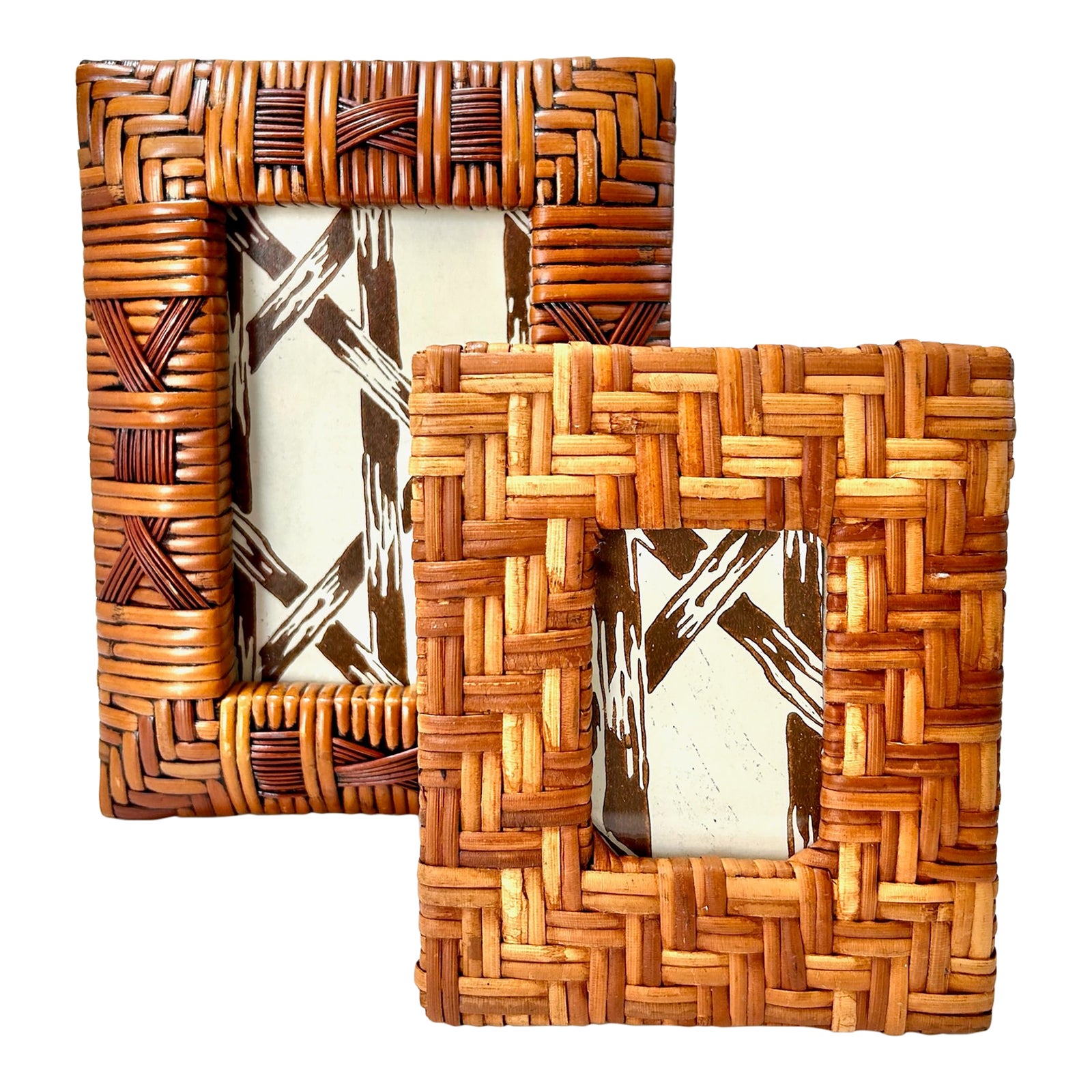 Vintage Woven Rattan Picture Frames – Set of 2 Handwoven Boho Coastal ...