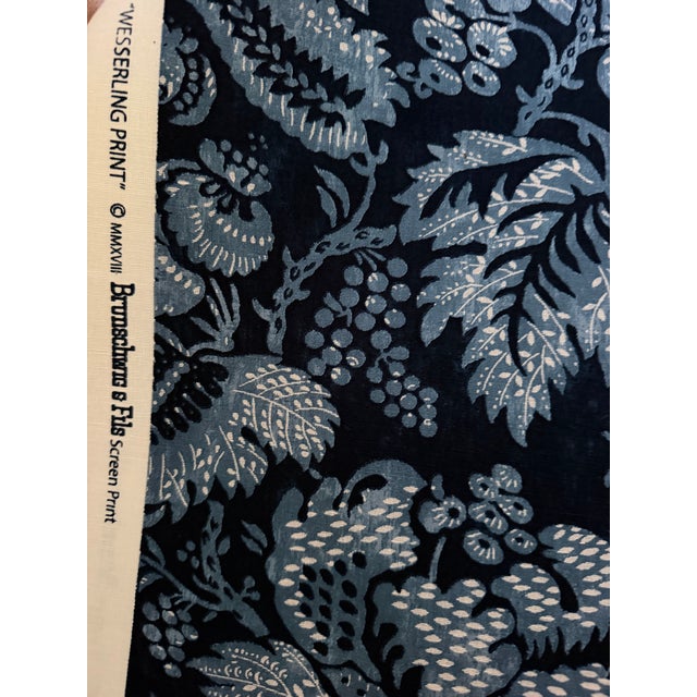 Brunschwig & Fils The Brunschwig & Fils Wesserling Print in Blue Pattern Color 8019125 4 Yards Fabric For Sale - Image 4 of 7
