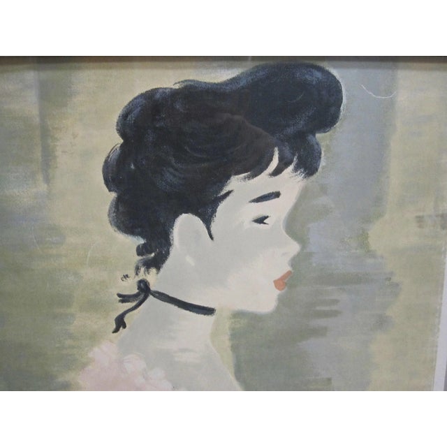 French 1970s Suzanne Eisendieck Print, Vintage Lady Art, Parisian Wall Decor, Framed Art Print For Sale - Image 3 of 8