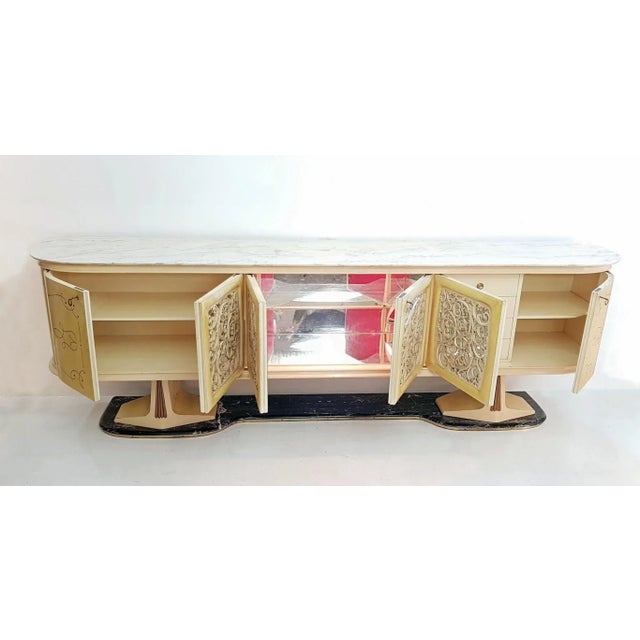 Large Italian Parchment & Marble Buffet, 1959 For Sale - Image 11 of 15