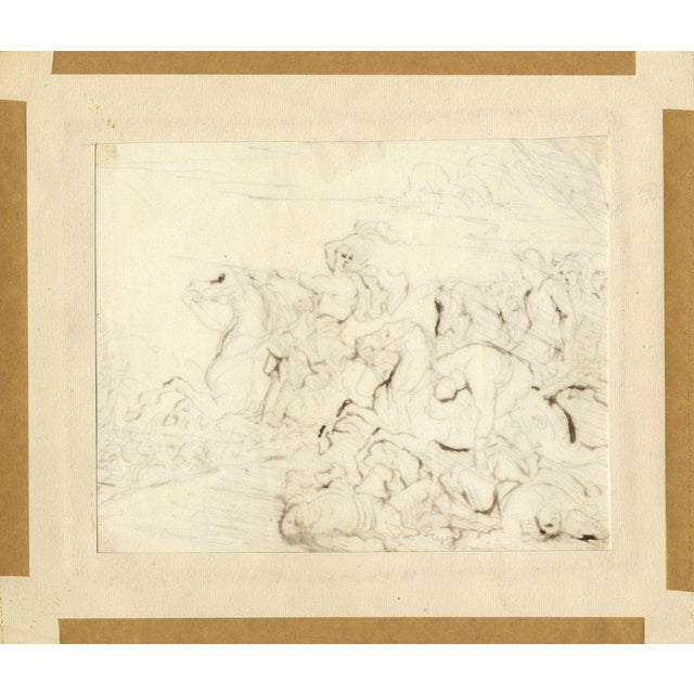 John Grant, Cavalry Battlefield Scene, Mid-19th Century, Pen & Ink Drawing For Sale - Image 3 of 4