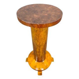 Art Deco Walnut Pedestal Table, Former Czechoslovakia, 1930s For Sale