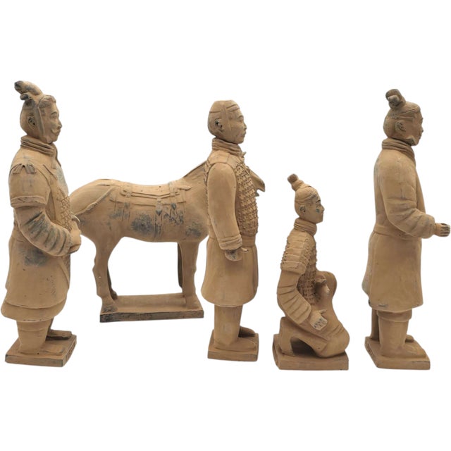 Vintage Lintong Museum Terracotta Warriors 5 Piece Boxed Replica Set 12" For Sale In San Francisco - Image 6 of 18