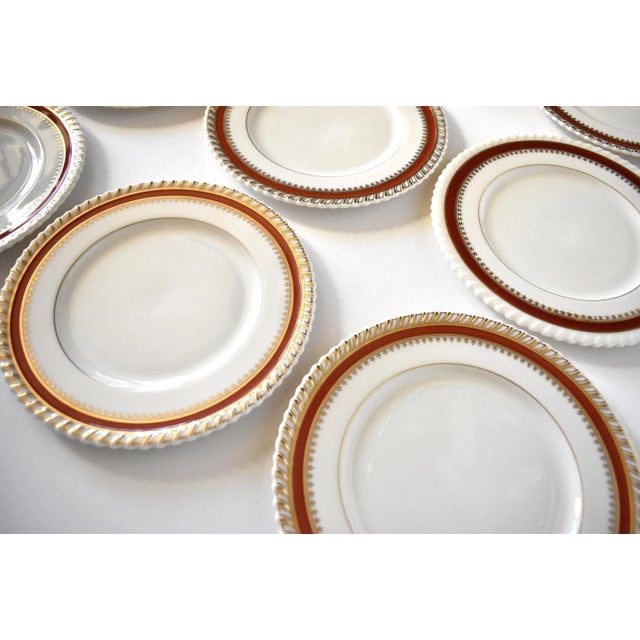 Lenox Vintage Lenox "Georgian" Red & Gold Small Plates - Set of 12 For Sale - Image 4 of 8