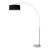 1960s Adjustable Morelli Floor Lamp - 92" Mid Century Modern Arc Lamp, Weathered Brass, White Marble Base, Black Linen Shade, Dimmable For Sale