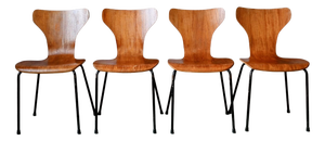 Mid-Century Scandinavian Tubular Plywood Stackable Chairs, 1950s, Set of 4